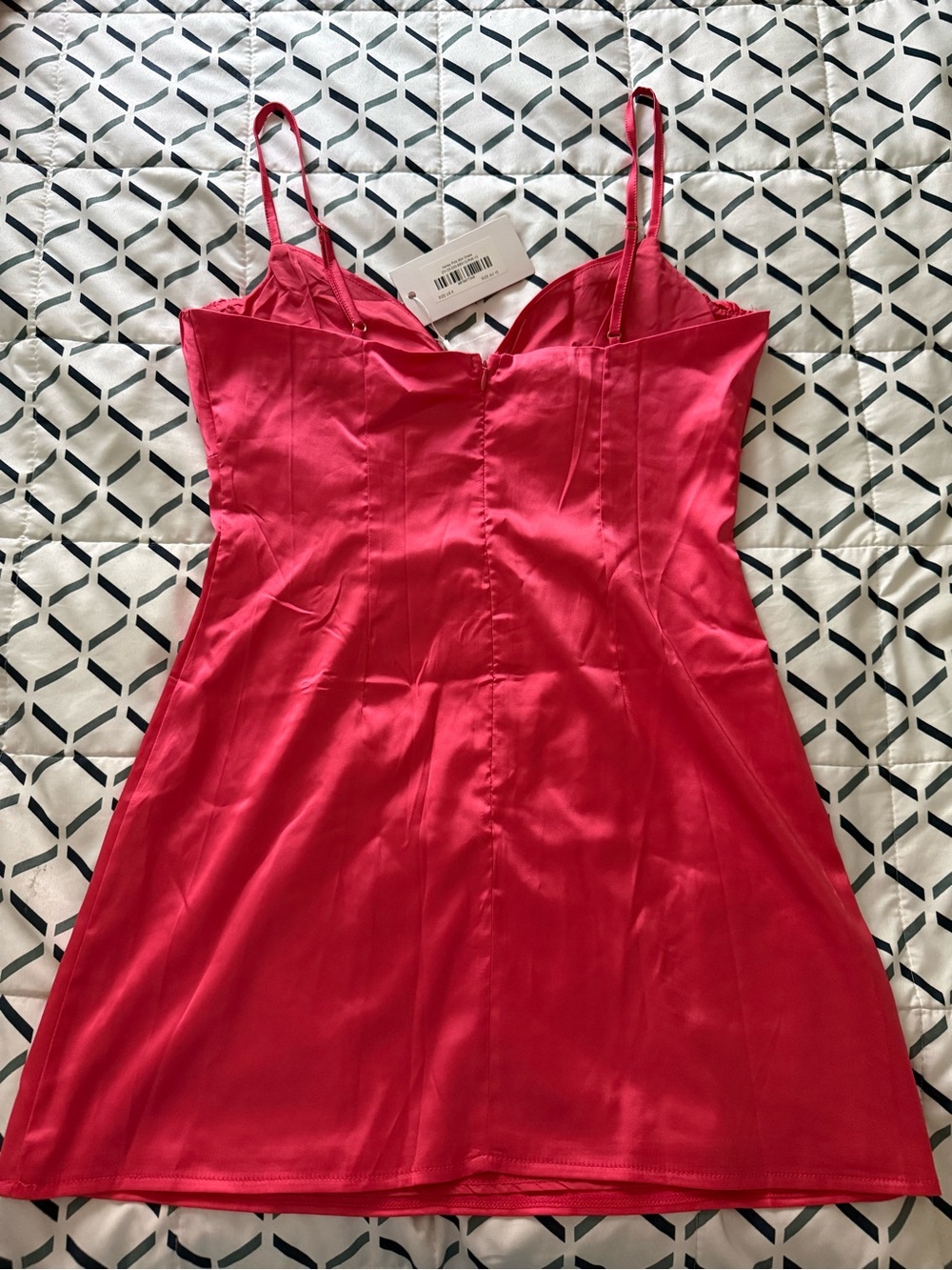 Bright Pink Satin Slip Dress with Spaghetti Straps Size 6 - Picture 4 of 4